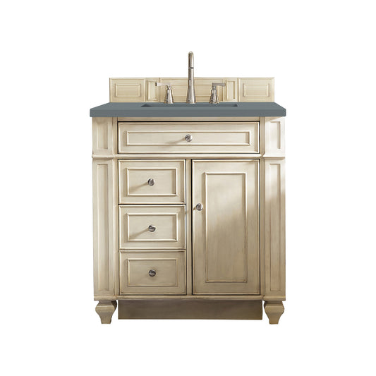 James Martin Vanities Bristol 30" Vintage Vanilla Single Vanity With 3cm Cala Blue Quartz Top