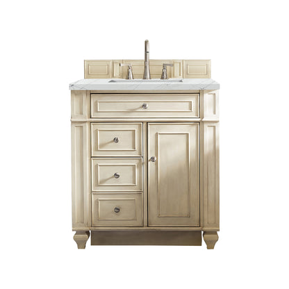 James Martin Vanities Bristol 30" Vintage Vanilla Single Vanity With 3cm Ethereal Noctis Quartz Top