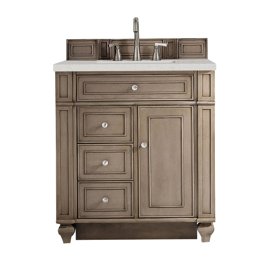 James Martin Vanities Bristol 30" Whitewashed Walnut Single Vanity With 3 cm Lime Delight Quartz Top