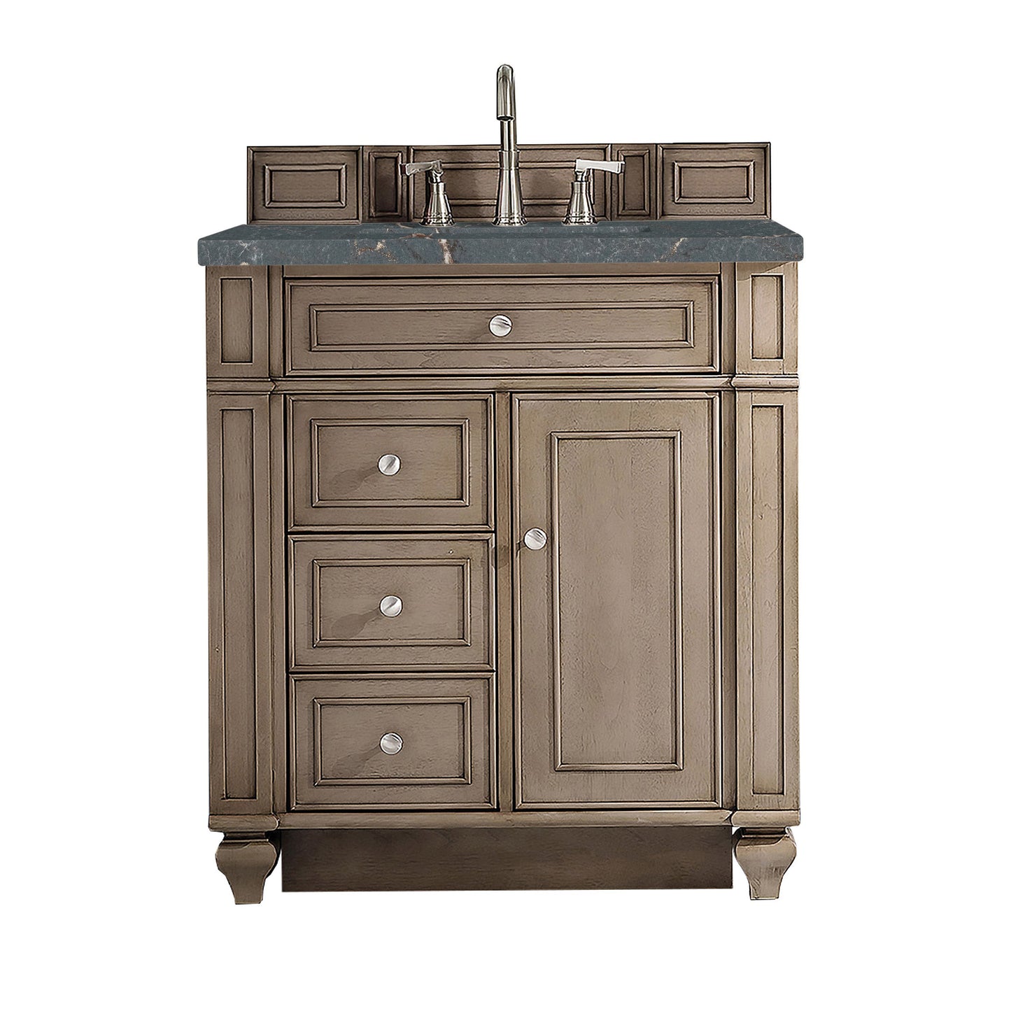 James Martin Vanities Bristol 30" Whitewashed Walnut Single Vanity With 3 cm Parisien Bleu Quartz Top