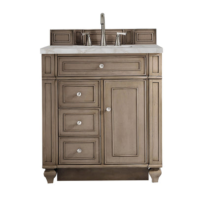 James Martin Vanities Bristol 30" Whitewashed Walnut Single Vanity With 3 cm Victorian Silver Quartz Top