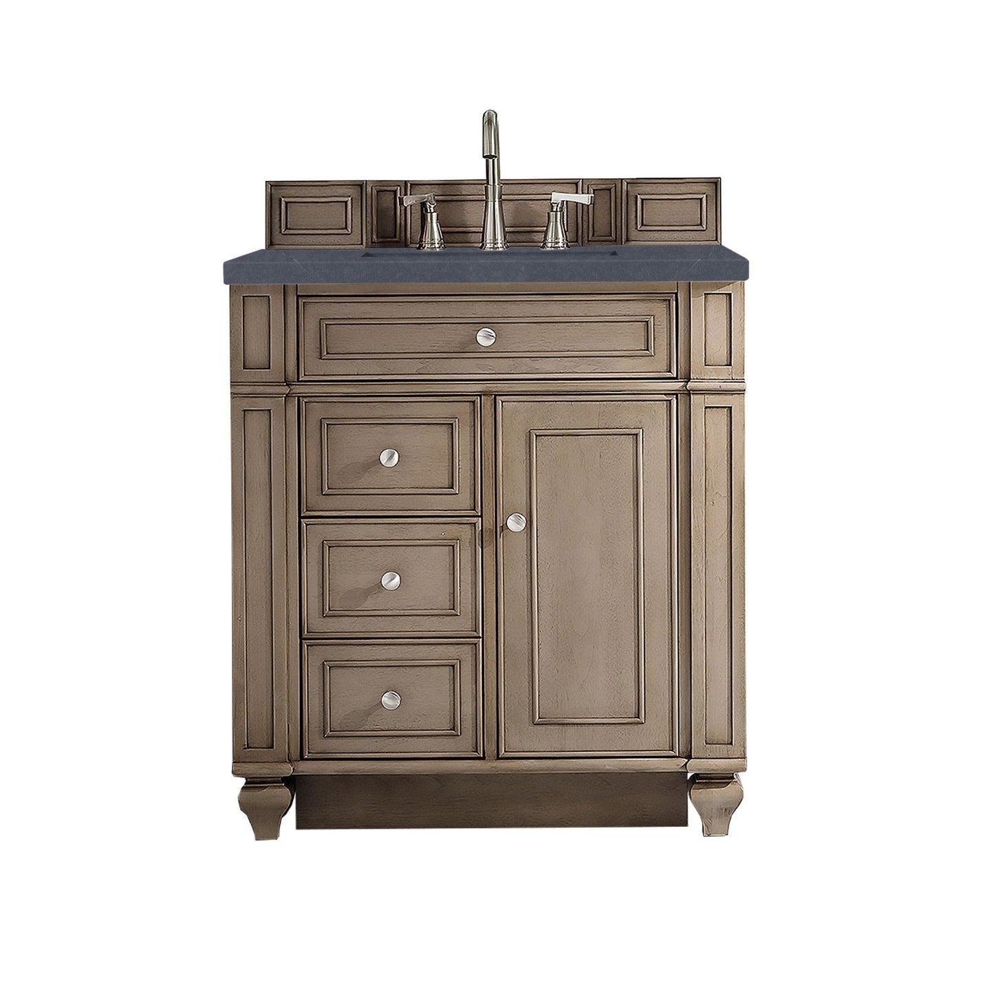 James Martin Vanities Bristol 30" Whitewashed Walnut Single Vanity With 3cm Charcoal Soapstone Quartz Top