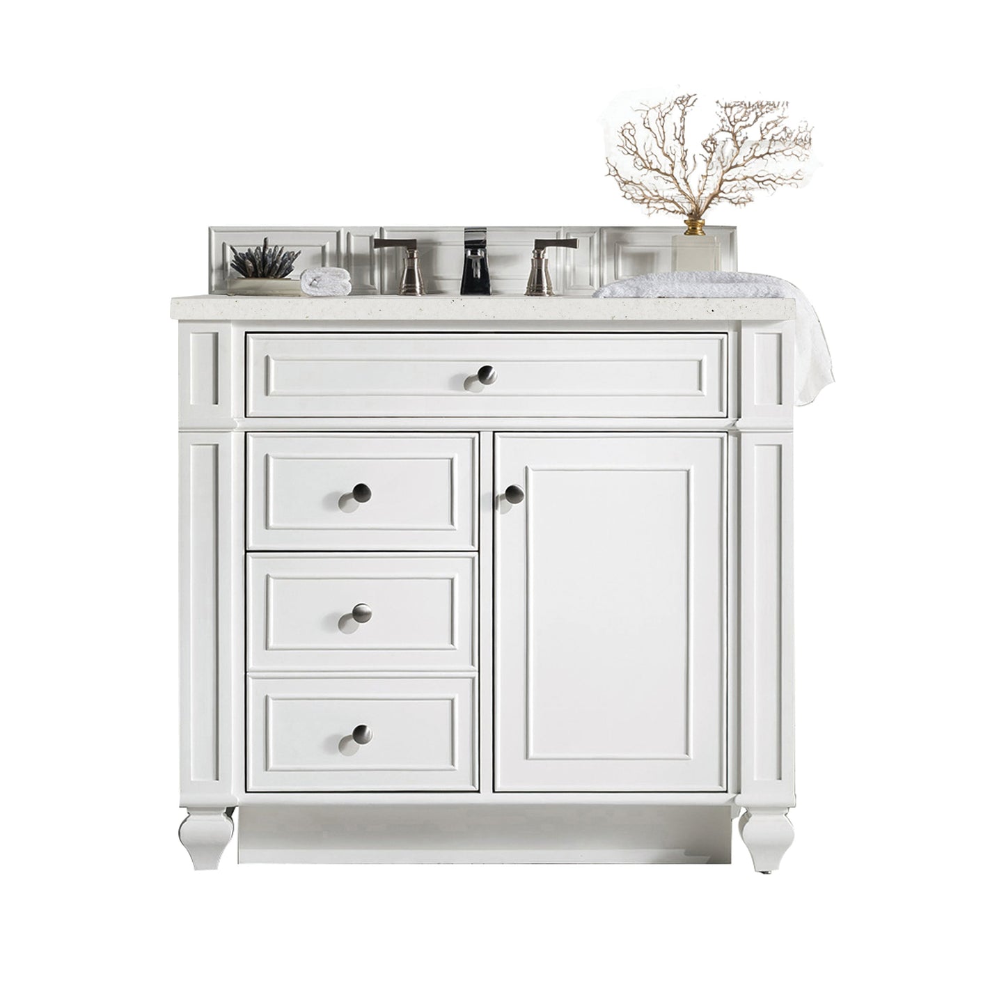 James Martin Vanities Bristol 36" Bright White Single Vanity With 3 cm Lime Delight Quartz Top