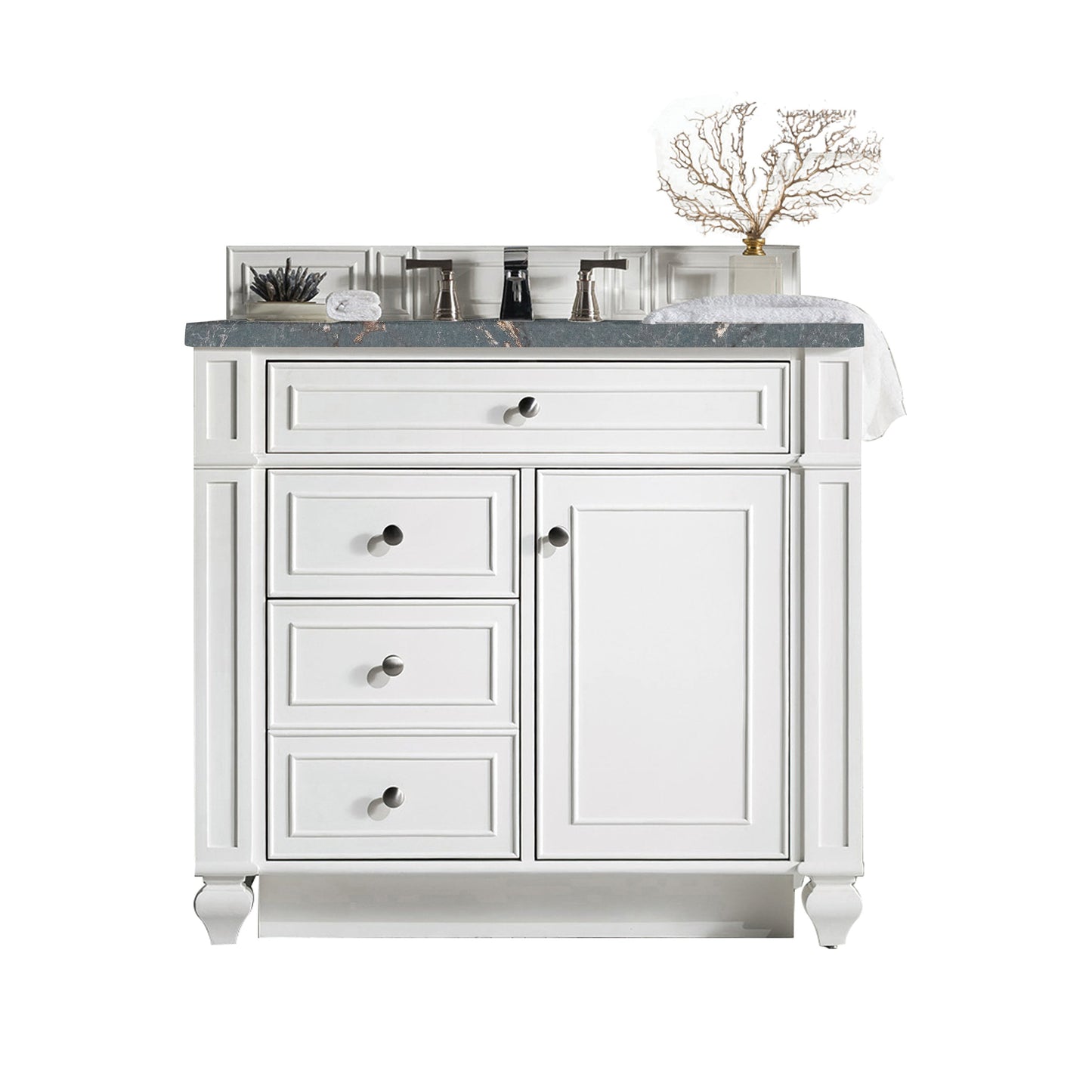 James Martin Vanities Bristol 36" Bright White Single Vanity With 3 cm Parisien Bleu Quartz Top