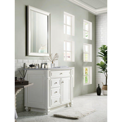 James Martin Vanities Bristol 36" Bright White Single Vanity With 3cm Arctic Fall Solid Surface Top