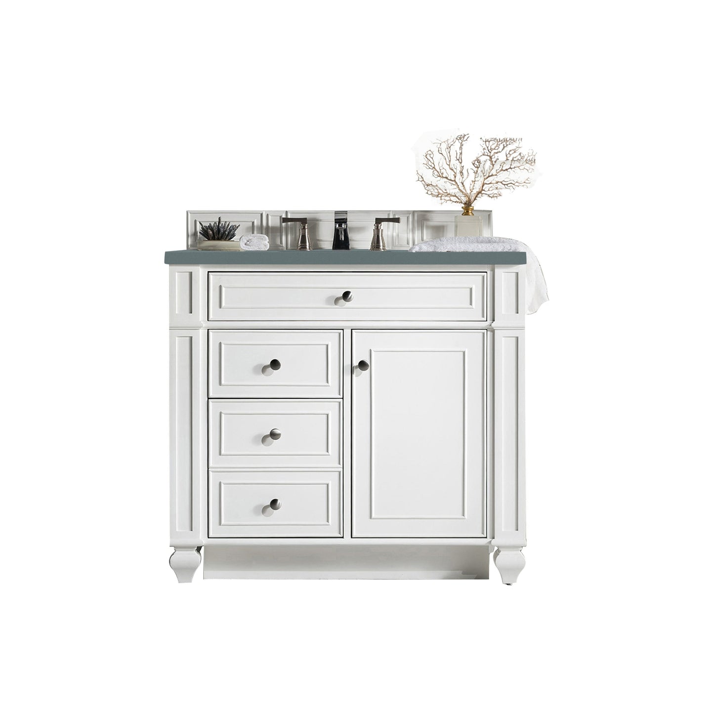 James Martin Vanities Bristol 36" Bright White Single Vanity With 3cm Cala Blue Quartz Top