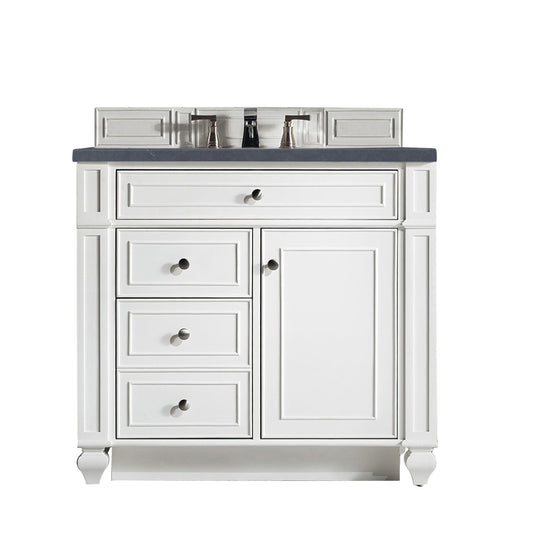 James Martin Vanities Bristol 36" Bright White Single Vanity With 3cm Charcoal Soapstone Quartz Top