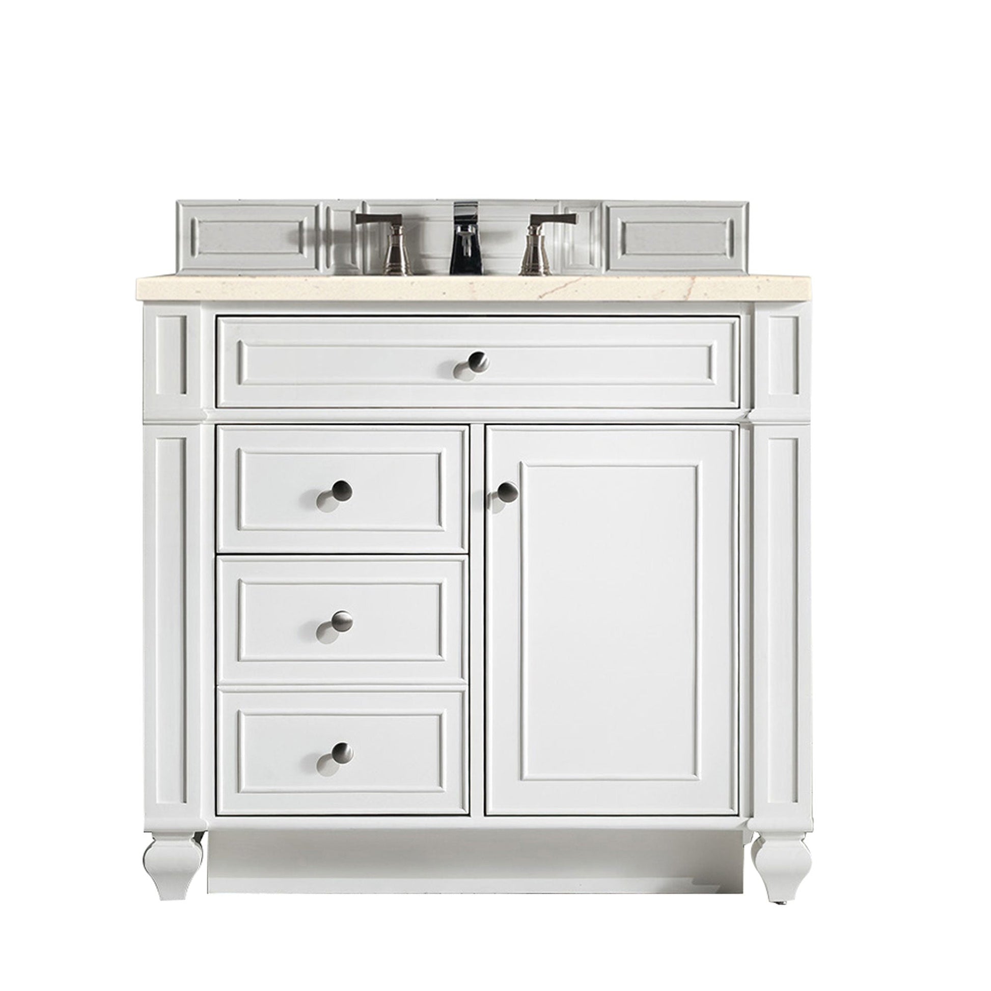 James Martin Vanities Bristol 36" Bright White Single Vanity With 3cm Eternal Marfil Quartz Top