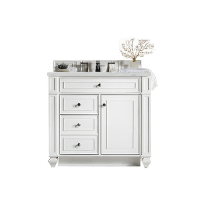 James Martin Vanities Bristol 36" Bright White Single Vanity With 3cm Ethereal Noctis Quartz Top