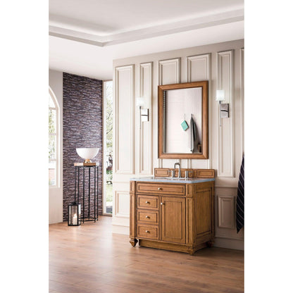 James Martin Vanities Bristol 36" Saddle Brown Single Vanity With 3cm Arctic Fall Solid Surface Top