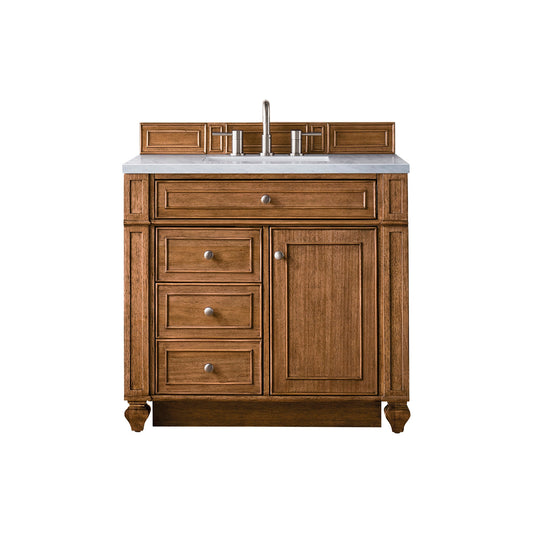 James Martin Vanities Bristol 36" Saddle Brown Single Vanity With 3cm Arctic Fall Solid Surface Top