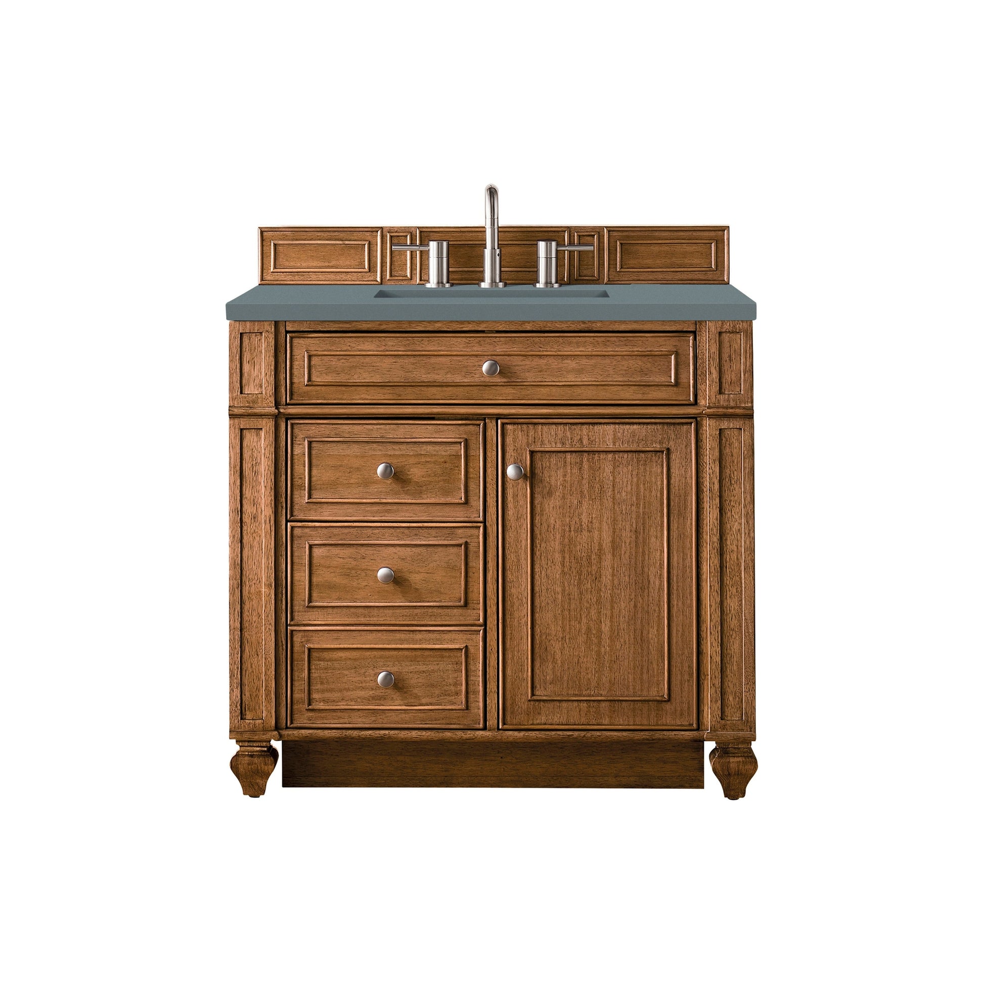 James Martin Vanities Bristol 36" Saddle Brown Single Vanity With 3cm Cala Blue Quartz Top