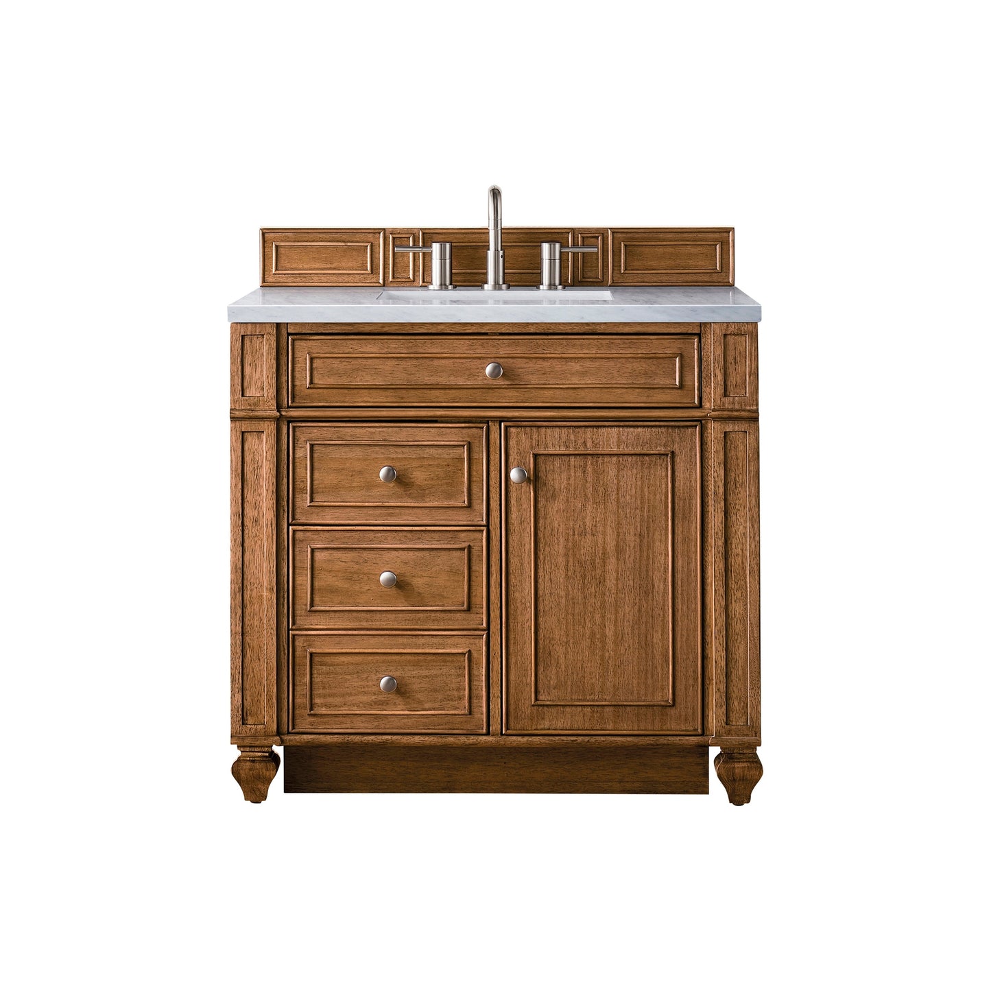 James Martin Vanities Bristol 36" Saddle Brown Single Vanity With 3cm Carrara Marble Top