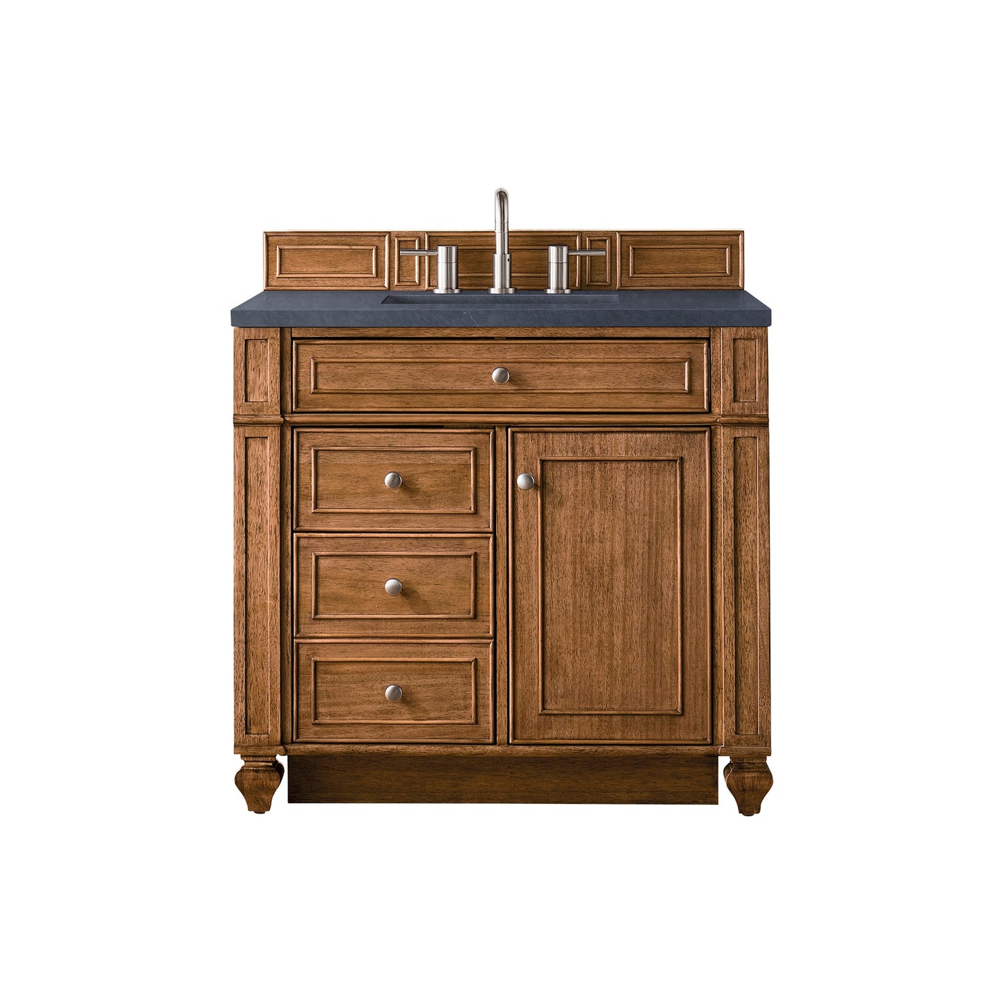 James Martin Vanities Bristol 36" Saddle Brown Single Vanity With 3cm Charcoal Soapstone Quartz Top