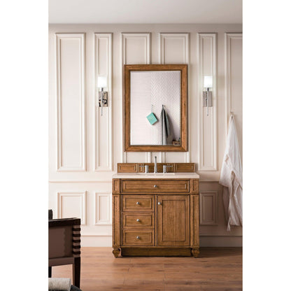 James Martin Vanities Bristol 36" Saddle Brown Single Vanity With 3cm Eternal Marfil Quartz Top