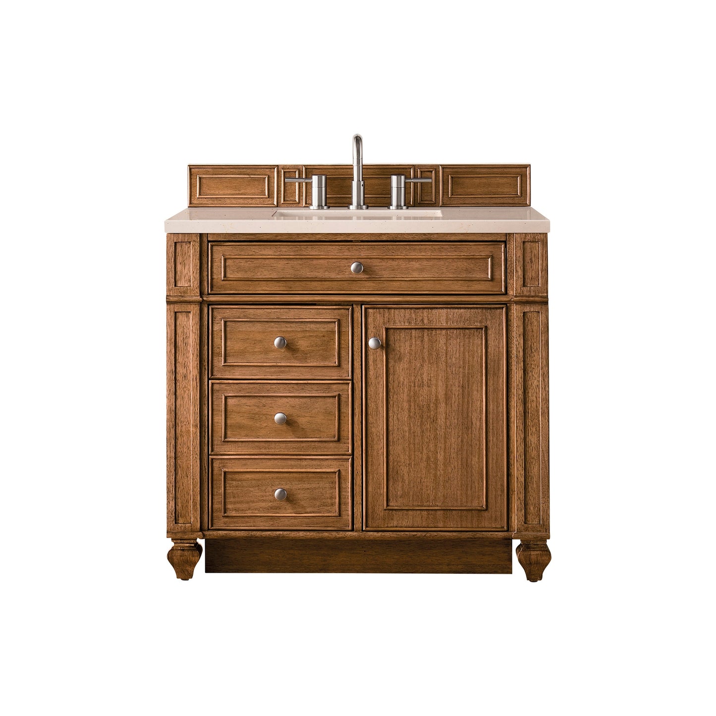 James Martin Vanities Bristol 36" Saddle Brown Single Vanity With 3cm Eternal Marfil Quartz Top