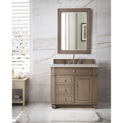 James Martin Vanities Bristol 36" Whitewashed Walnut Single Vanity With 3 cm Lime Delight Quartz Top