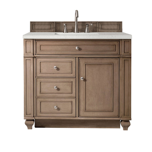 James Martin Vanities Bristol 36" Whitewashed Walnut Single Vanity With 3 cm Lime Delight Quartz Top