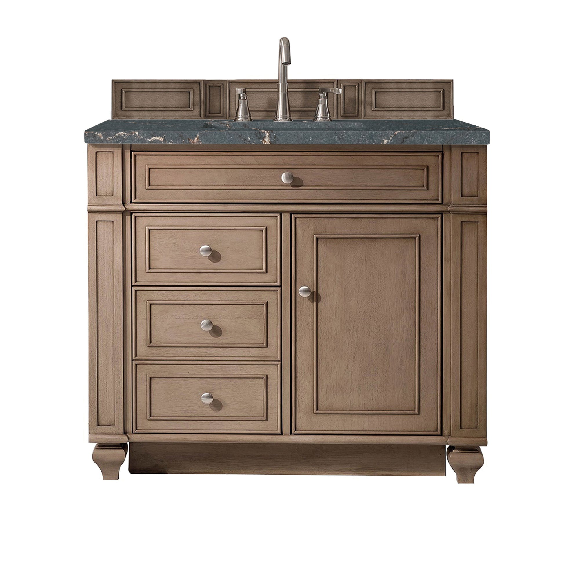 James Martin Vanities Bristol 36" Whitewashed Walnut Single Vanity With 3 cm Parisien Bleu Quartz Top