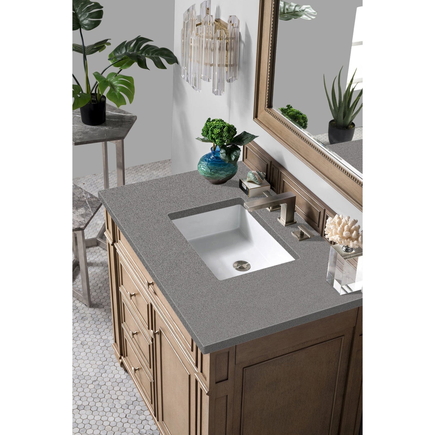 James Martin Vanities Bristol 36" Whitewashed Walnut Single Vanity With 3cm Grey Expo Quartz Top