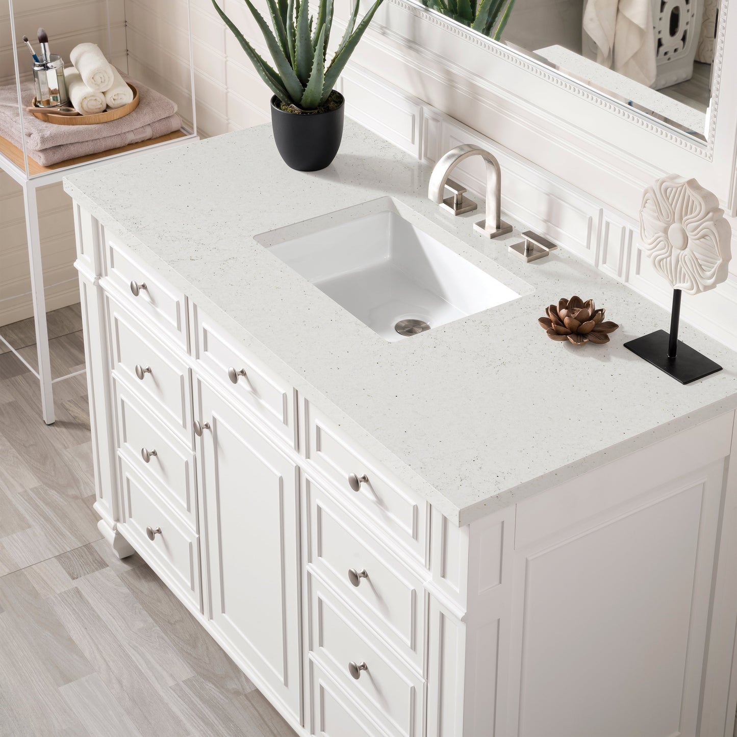 James Martin Vanities Bristol 48" Bright White Single Vanity With 3 cm Lime Delight Quartz Top