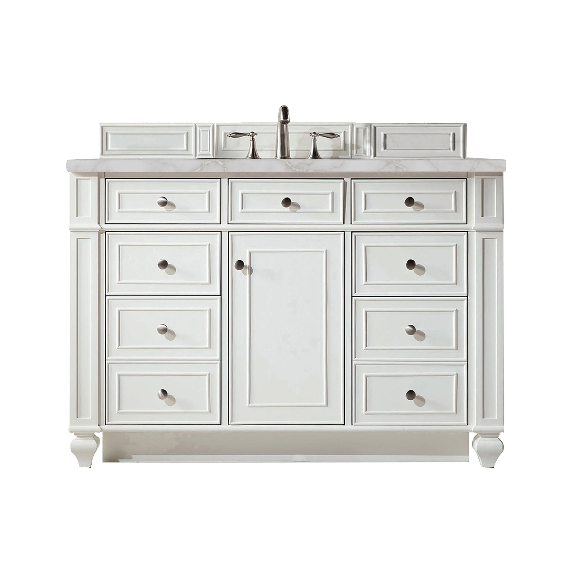 James Martin Vanities Bristol 48" Bright White Single Vanity With 3 cm Victorian Silver Quartz Top