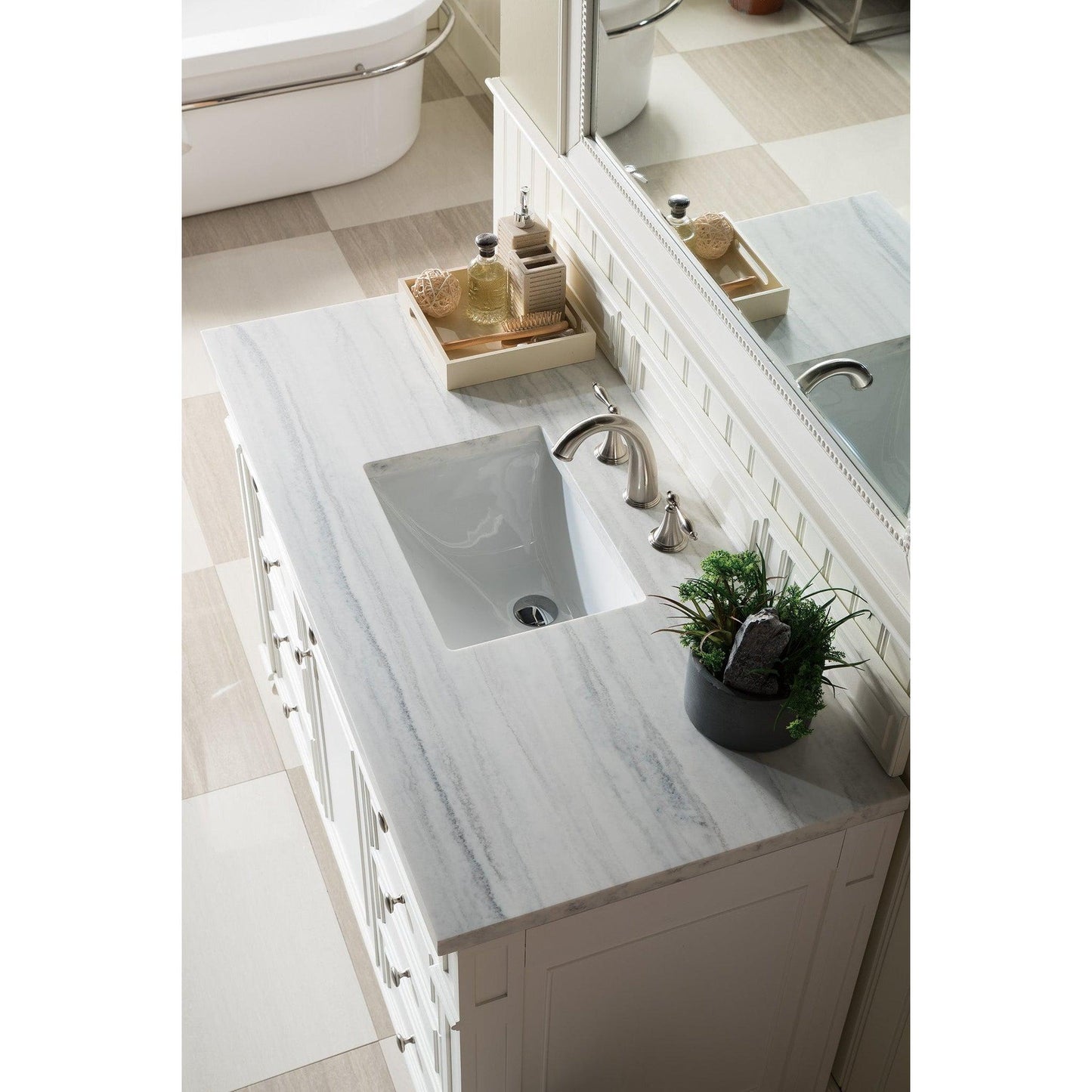 James Martin Vanities Bristol 48" Bright White Single Vanity With 3cm Arctic Fall Solid Surface Top