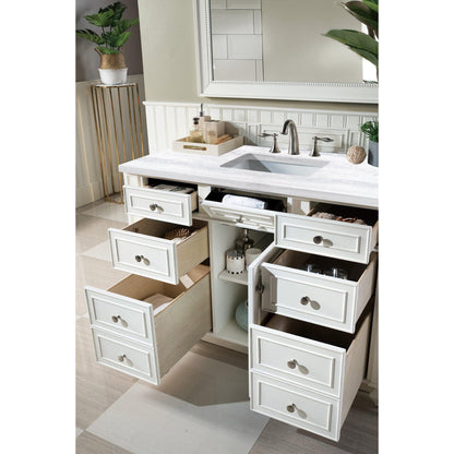 James Martin Vanities Bristol 48" Bright White Single Vanity With 3cm Arctic Fall Solid Surface Top