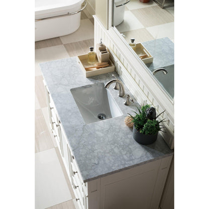 James Martin Vanities Bristol 48" Bright White Single Vanity With 3cm Carrara Marble Top