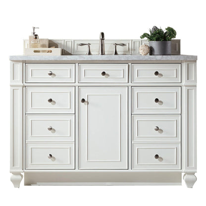 James Martin Vanities Bristol 48" Bright White Single Vanity With 3cm Carrara Marble Top