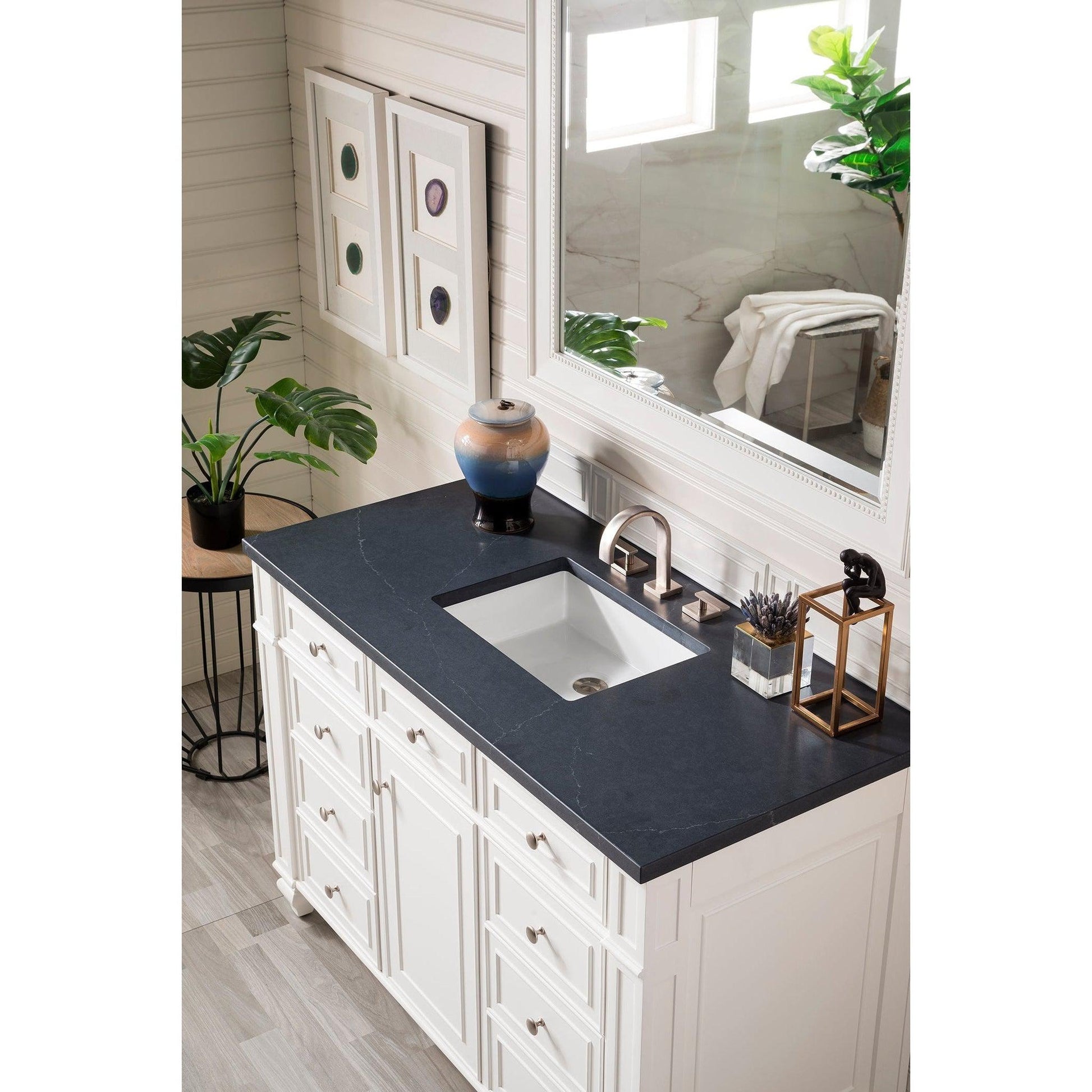 James Martin Vanities Bristol 48" Bright White Single Vanity With 3cm Charcoal Soapstone Quartz Top