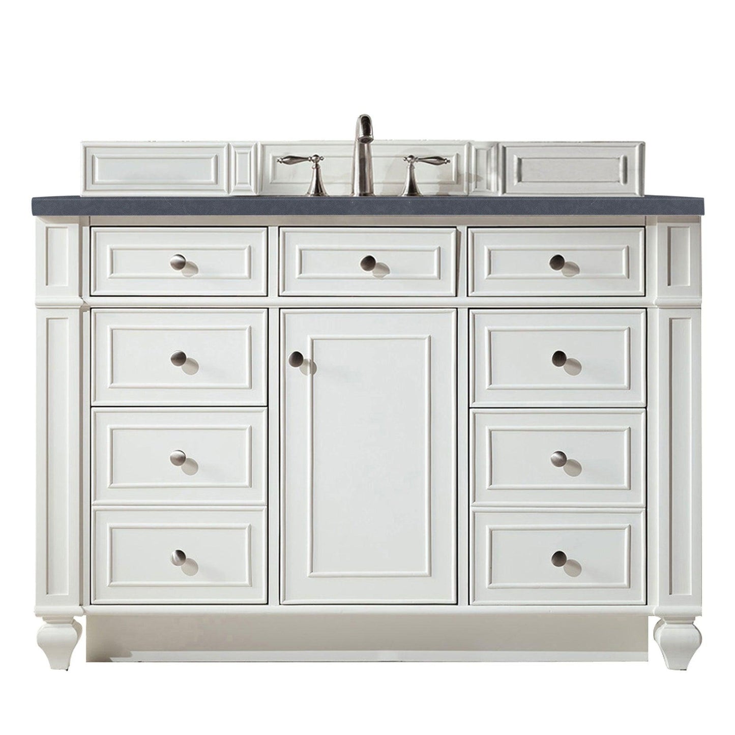 James Martin Vanities Bristol 48" Bright White Single Vanity With 3cm Charcoal Soapstone Quartz Top