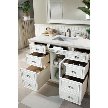 James Martin Vanities Bristol 48" Bright White Single Vanity With 3cm Eternal Jasmine Pearl Quartz Top