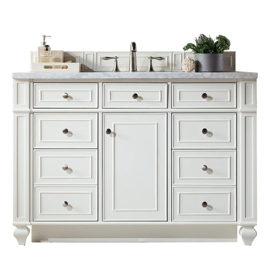 James Martin Vanities Bristol 48" Bright White Single Vanity With 3cm Eternal Jasmine Pearl Quartz Top