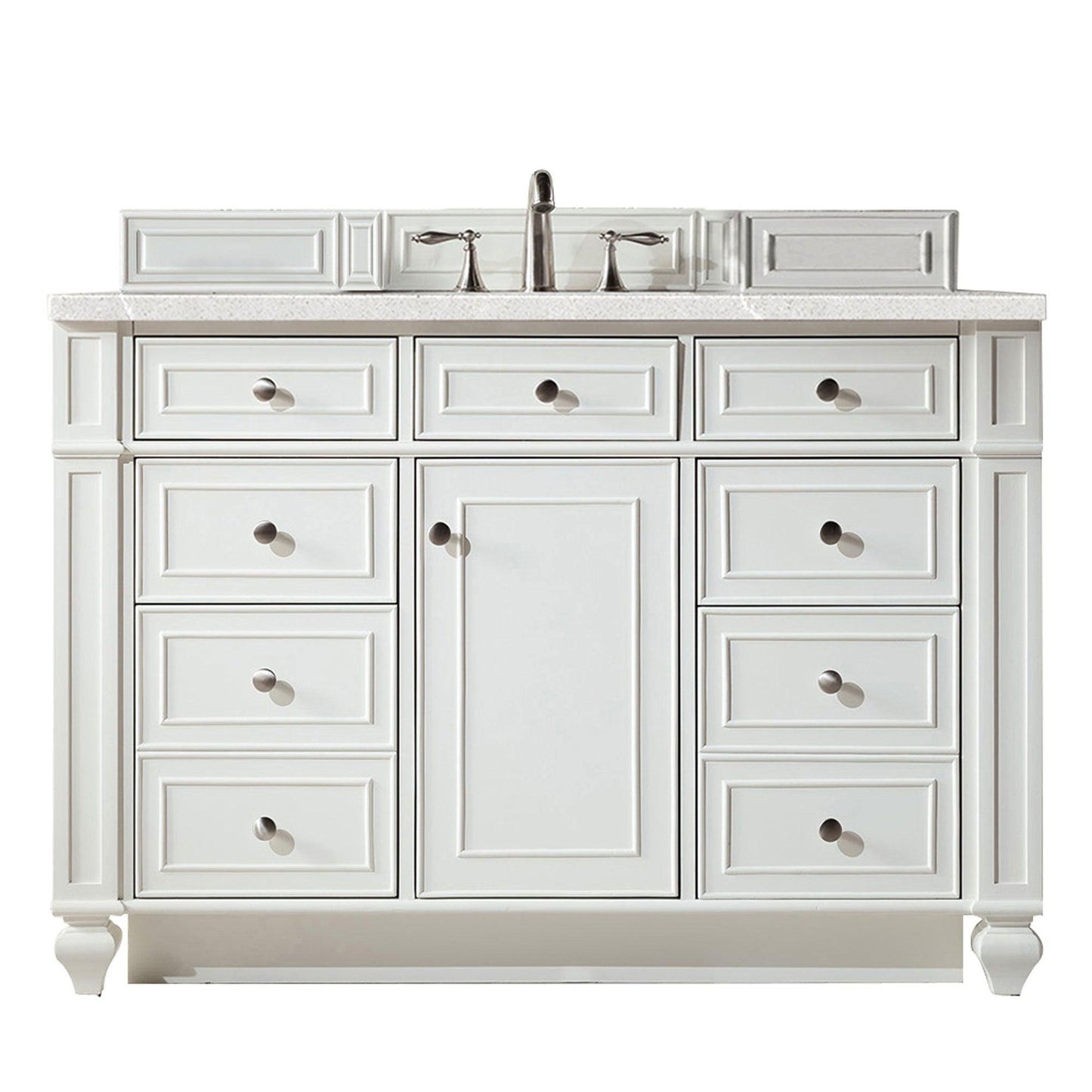 James Martin Vanities Bristol 48" Bright White Single Vanity With 3cm Eternal Serena Quartz Top