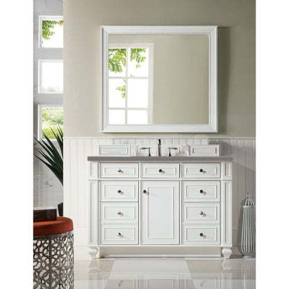 James Martin Vanities Bristol 48" Bright White Single Vanity With 3cm Grey Expo Quartz Top