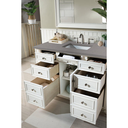 James Martin Vanities Bristol 48" Bright White Single Vanity With 3cm Grey Expo Quartz Top