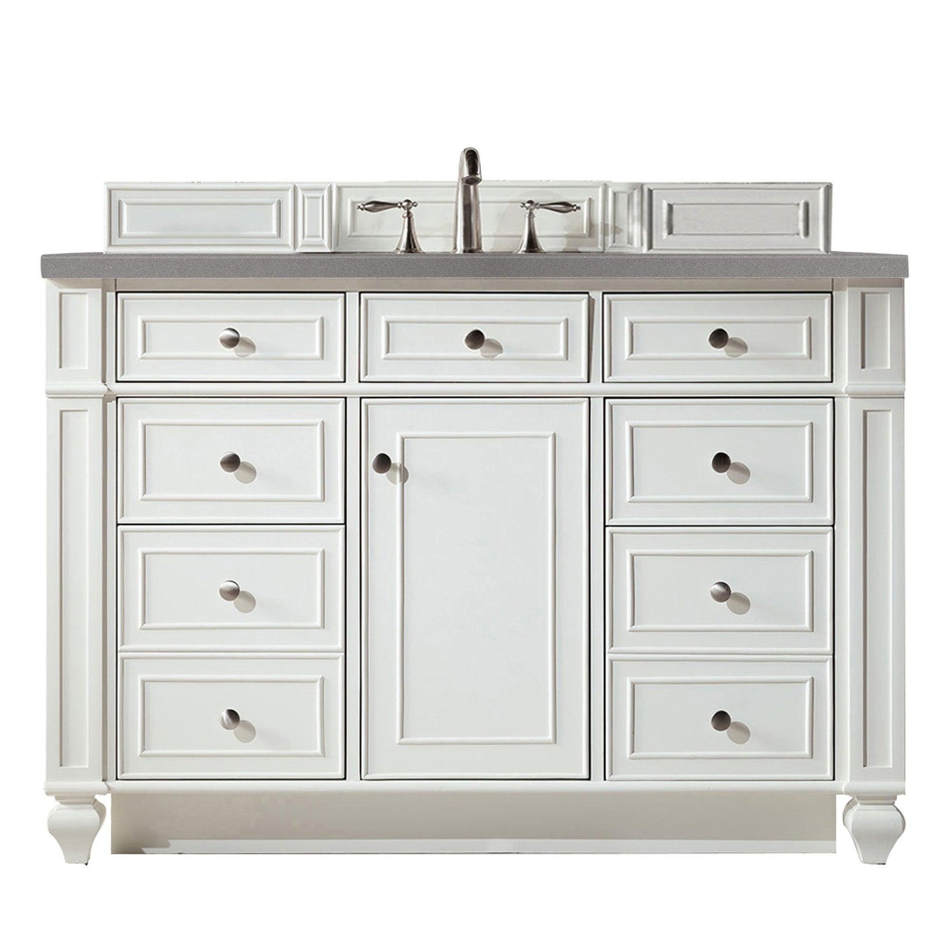 James Martin Vanities Bristol 48" Bright White Single Vanity With 3cm Grey Expo Quartz Top