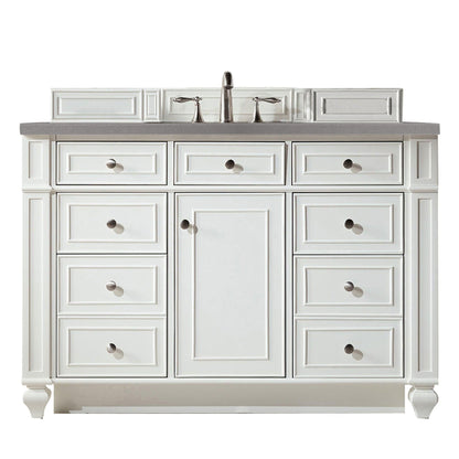 James Martin Vanities Bristol 48" Bright White Single Vanity With 3cm Grey Expo Quartz Top