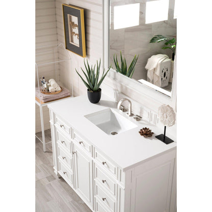 James Martin Vanities Bristol 48" Bright White Single Vanity With 3cm White Zeus Quartz Top