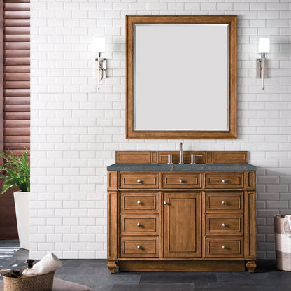 James Martin Vanities Bristol 48" Saddle Brown Single Vanity With 3 cm Parisien Bleu Quartz Top