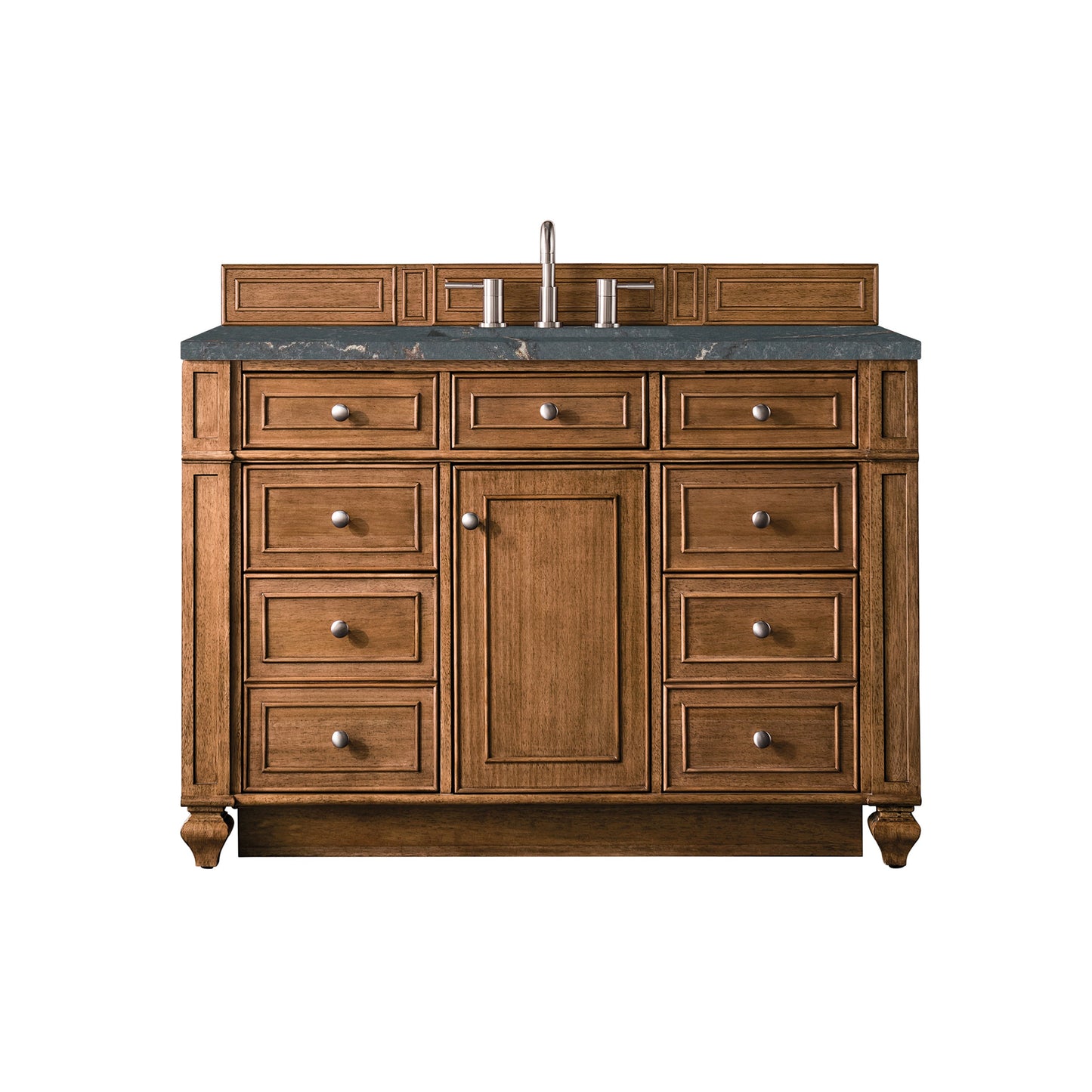 James Martin Vanities Bristol 48" Saddle Brown Single Vanity With 3 cm Parisien Bleu Quartz Top