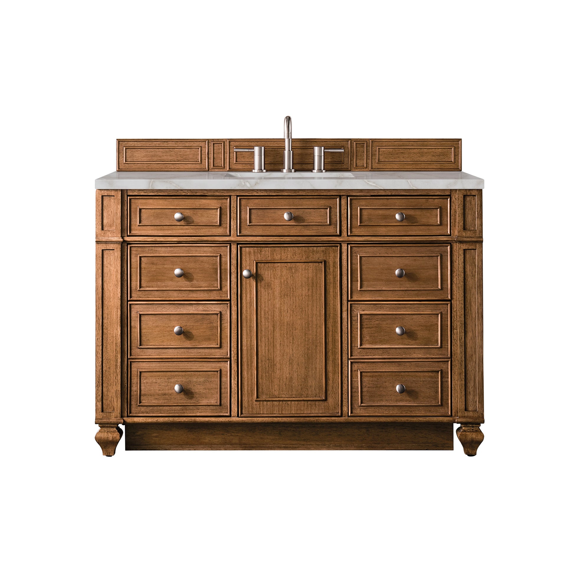 James Martin Vanities Bristol 48" Saddle Brown Single Vanity With 3 cm Victorian Silver Quartz Top