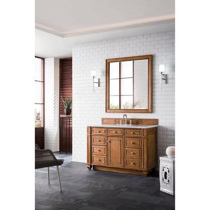 James Martin Vanities Bristol 48" Saddle Brown Single Vanity With 3cm Arctic Fall Solid Surface Top