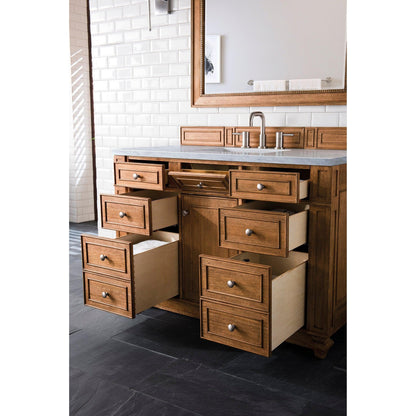 James Martin Vanities Bristol 48" Saddle Brown Single Vanity With 3cm Arctic Fall Solid Surface Top