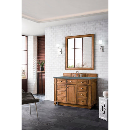 James Martin Vanities Bristol 48" Saddle Brown Single Vanity With 3cm Cala Blue Quartz Top