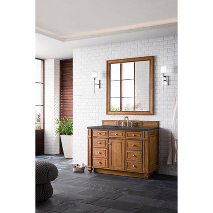 James Martin Vanities Bristol 48" Saddle Brown Single Vanity With 3cm Charcoal Soapstone Quartz Top