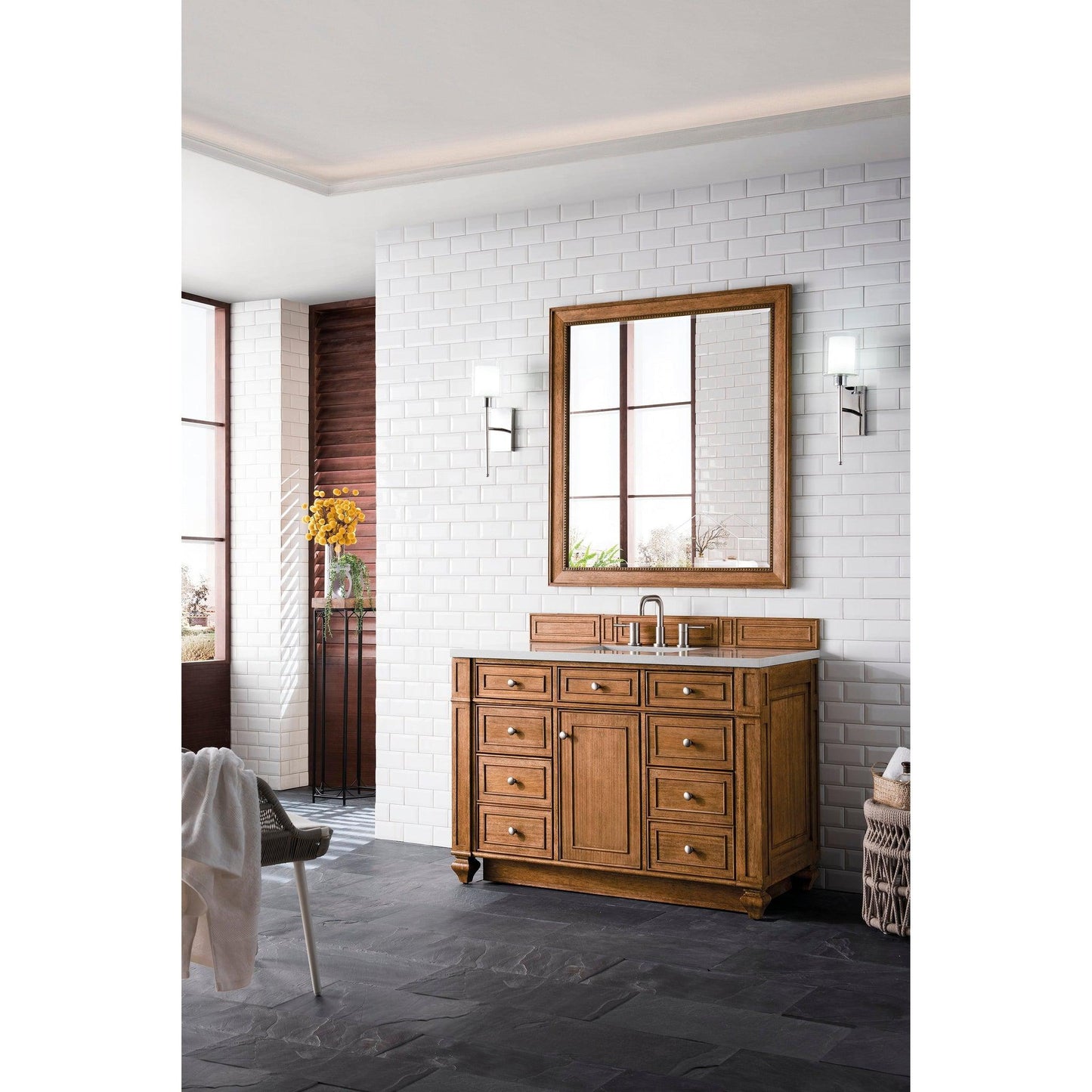 James Martin Vanities Bristol 48" Saddle Brown Single Vanity With 3cm Eternal Serena Quartz Top