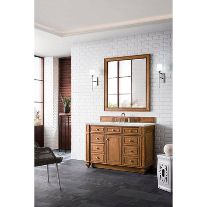 James Martin Vanities Bristol 48" Saddle Brown Single Vanity With 3cm Ethereal Noctis Quartz Top