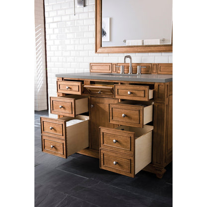 James Martin Vanities Bristol 48" Saddle Brown Single Vanity With 3cm Grey Expo Quartz Top